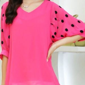 PINK AND BLACK POLKA DOT TOP