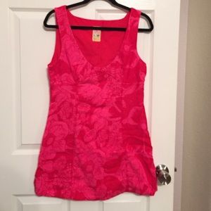 Free people red/pink flower mini dress 8