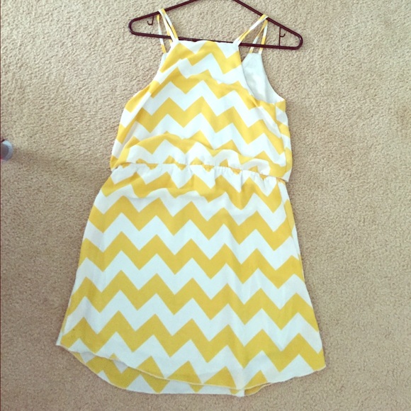 Chiffon yellow striped dress