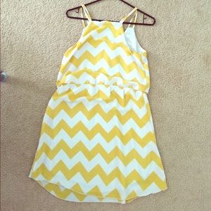 Chiffon yellow striped dress