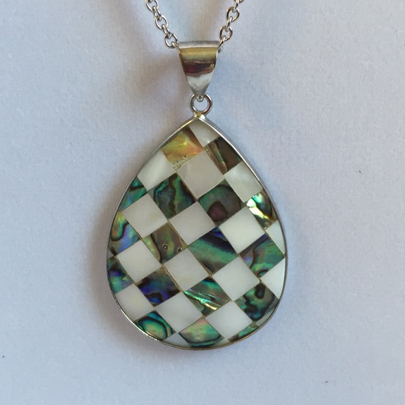 White & Abalone Shell Pendant