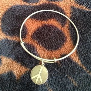 Rare Alex and ani peace sign bangle
