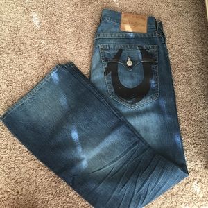 Light and dark color men's true religion jeans