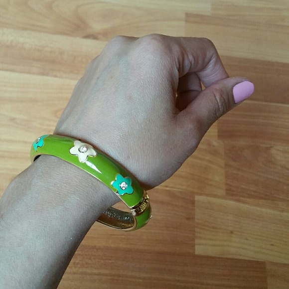 Bright green enamel bangle