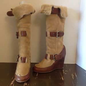 Authentic Fendi rabbit fur knee high boots