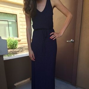 Navy and red X maxi dress