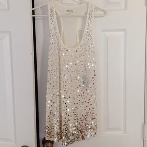White tank with gold sequins