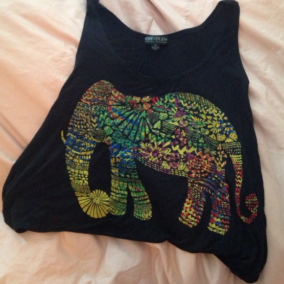 Forever21 black tank top with elephant design