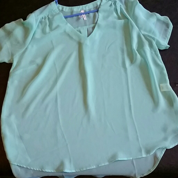 Sheer mint top , great for summer worn once