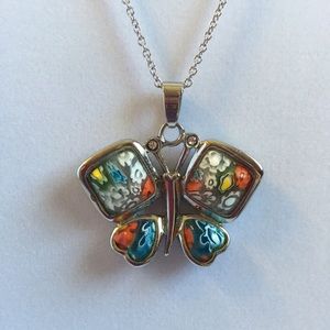 Murano Millefiori Glass Butterfly Pendant
