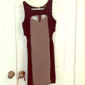 Black and white cutout back dress