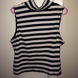 Black and white striped tank w/ slight turtleneck