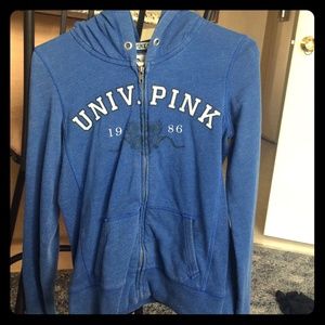 Victoria's Secret Pink Zip-Up Blue Hoodie