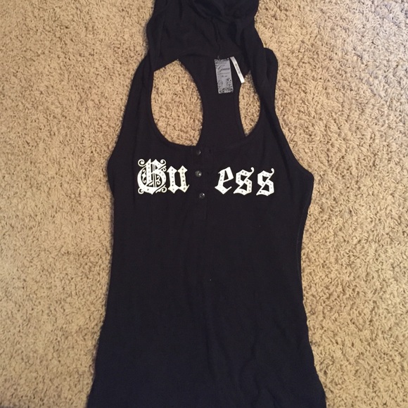 GUESS black razor back hooded tank