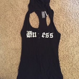 GUESS black razor back hooded tank