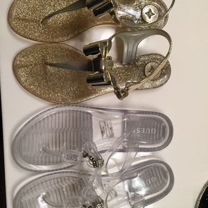 BCBG Gold & Guess Clear jelly sandals