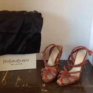 Yves Saint Laurent leather wrap-around sandals