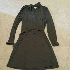 Dark Forest Green Long Sleeve Fabric Dress