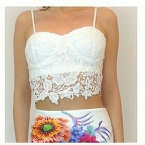 Off White lace floral crop top
