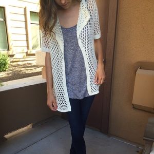 Boutique open knit shawl cardigan