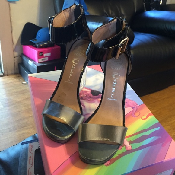 Jeffrey Campbell black and silver heels