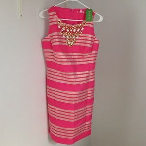 Lilly Pulitzer Hotty Pink Metallic Shift Dress