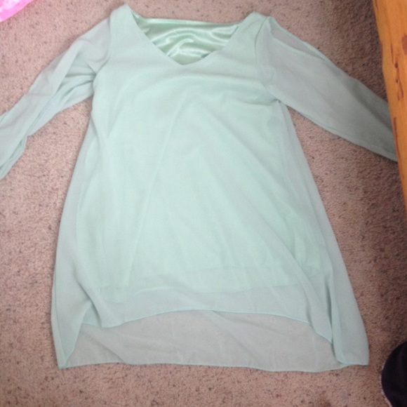 Mint colored sheer long sleeve - Picture 2 of 3