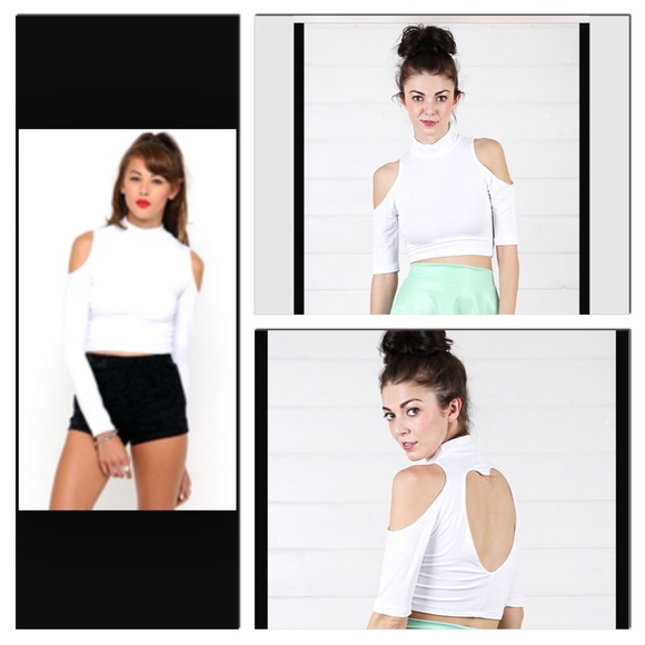 PINK Victoria's Secret Tops - White Crop Top mock neck