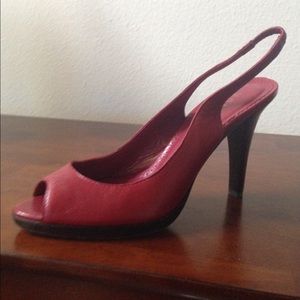 Red leather sling back shoes