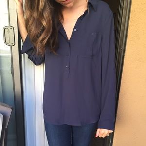 Bundle!! blue chiffon top LOFT with black shorts