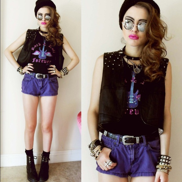 ️Purple Stretch Denim Shorts
