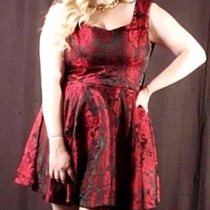Black dress with red roses