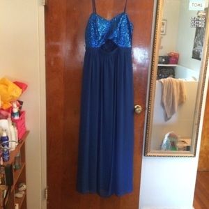Blue Sequin Prom Dress