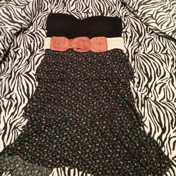 Strapless Floral Dress