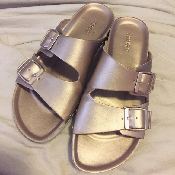 rose gold birkenstock style sandals