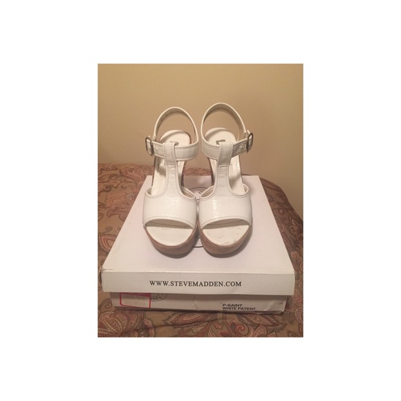 White Patent Wedge Sandals