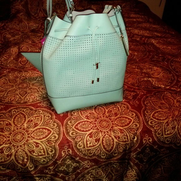 Beautiful blue large handbag and matching wristlet