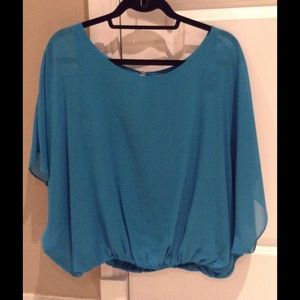 Alice + Olivia Silk Top. Turquoise blue. Size Sm