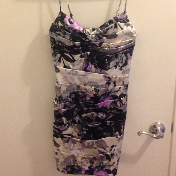 Purple and black floral party dress