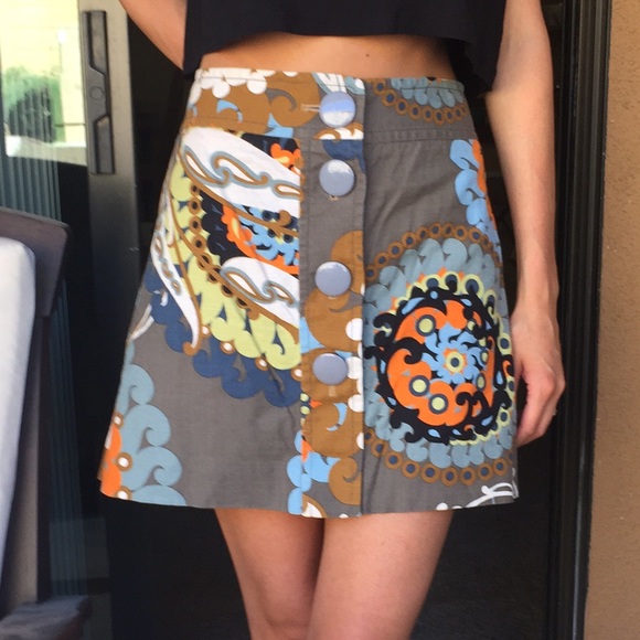 J crew paisley button up skirt