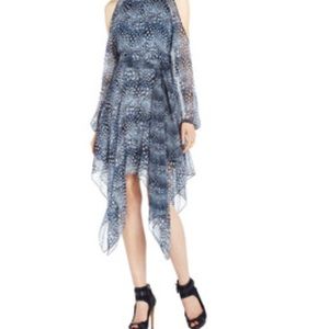 BCBG Max Azria silk cold shoulder dress