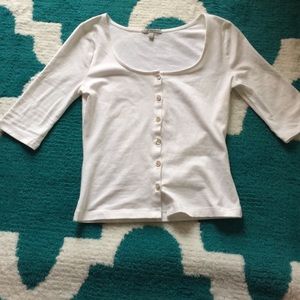 White button up crop top