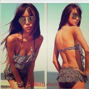 Animal print ruffle one piece bathing suit