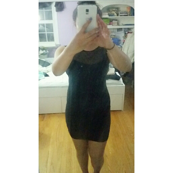 F21 Mesh Top Bodycon Dress