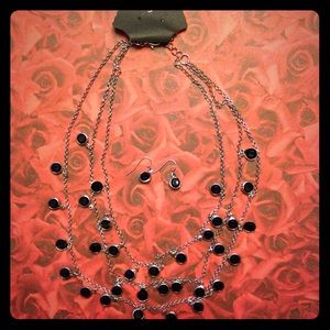 Black Rant & Rave Necklace / Earrings Set New!