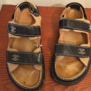 CHANEL Birkenstock sandals black leather 39 box