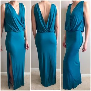 Teal Haute Hippie Floor Length Evening Gown