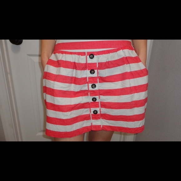 Coral/tan stripped skirt