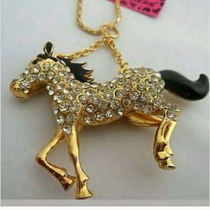 Beautiful horse jeweled enameled necklace