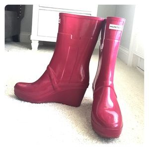 Pink Heeled Hunter Boots